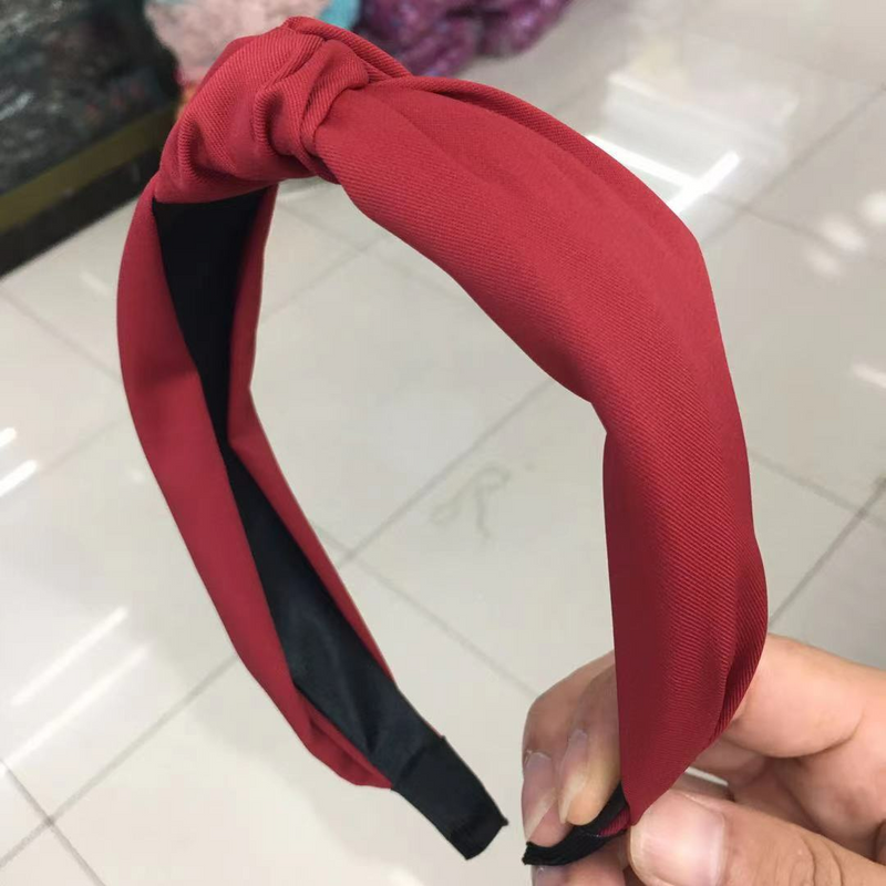Solid Knotted Headband - Deep Red